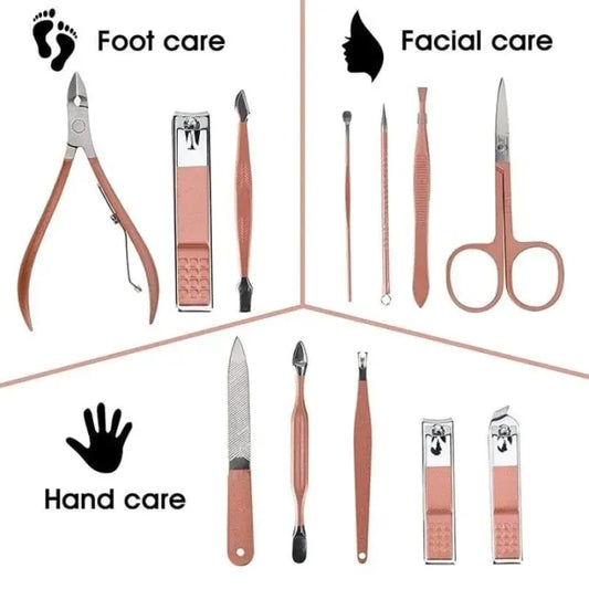 16 PCS Professional Manicure Set Full Function Kit Stainless Steel Pedicure Sets With Leather Portable Case Idea Gift