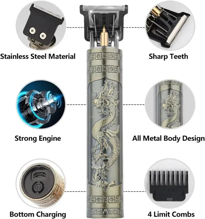 Premium Rechargeable Electric Trimmer with Ultra-Long Standby and Stainless Steel Cutter Head for Men's Grooming