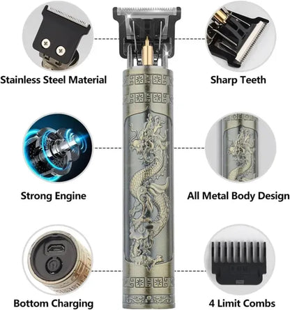 Premium Rechargeable Electric Trimmer with Ultra-Long Standby and Stainless Steel Cutter Head for Men's Grooming