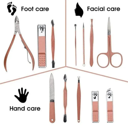 16 PCS Professional Manicure Set Full Function Kit Stainless Steel Pedicure Sets With Leather Portable Case Idea Gift