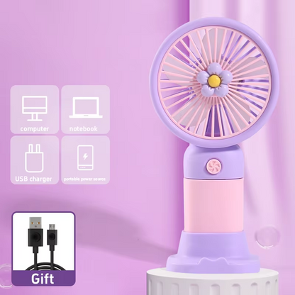 ZKM Mall Mini fan USB Rechargeable Handheld & Desktop Fan – Portable, Lightweight, Adjustable Speed, Electric Cooling Fan for Kids , School fan for girls , Travel, Office & Summer Use