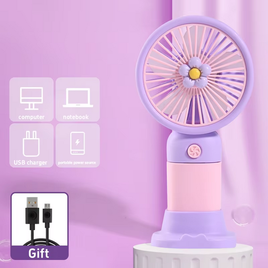 ZKM Mall Mini fan USB Rechargeable Handheld & Desktop Fan – Portable, Lightweight, Adjustable Speed, Electric Cooling Fan for Kids , School fan for girls , Travel, Office & Summer Use