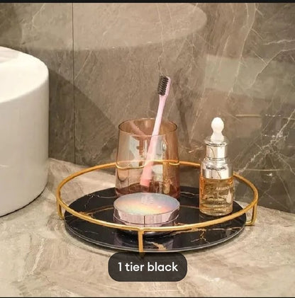 Makeup Storage Rack, Cosmetic Storage Shelf, Makeup Organizer, Dressing Table, Makeup and Perfume Organizer, 3 round Floors 1 round floor