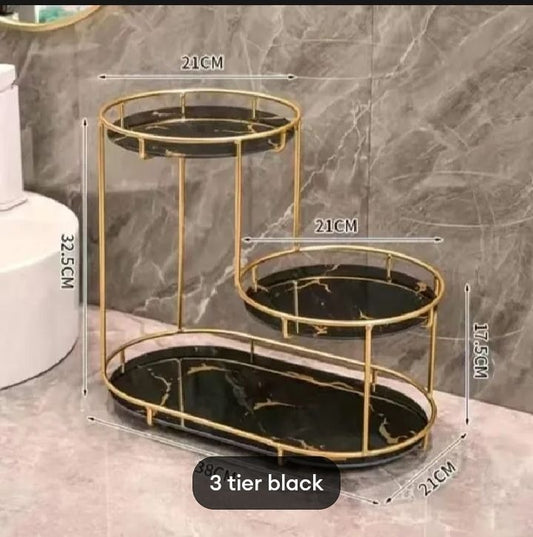 Makeup Storage Rack, Cosmetic Storage Shelf, Makeup Organizer, Dressing Table, Makeup and Perfume Organizer, 3 round Floors 1 round floor